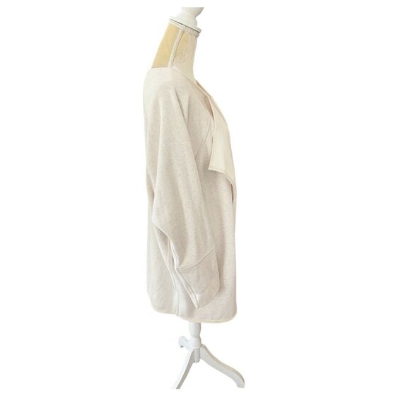 Athleta Cozy Karma Wrap Open Cardigan Ivory Fleece Size Large Oversized CozyCore - Picture 3 of 10